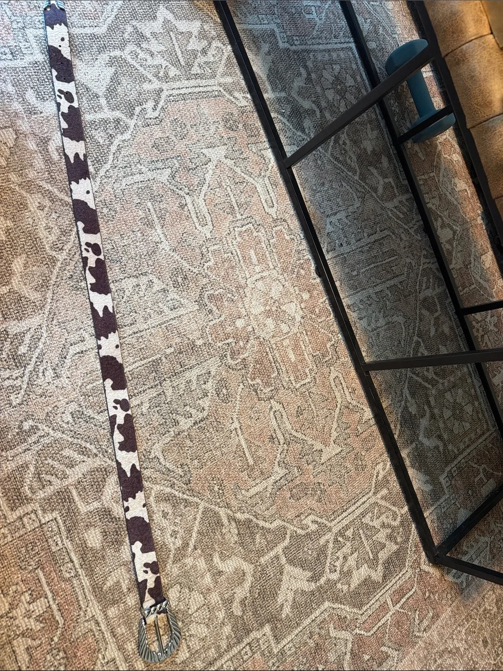 Cowhide Womens Belt in Brown and White